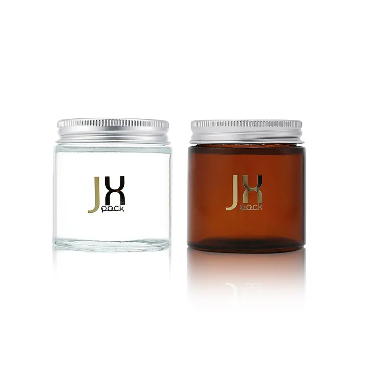 Logo Custom Printing amber clear empty child proof food storage jar glass candle jar with airtight seal lid for tea and coffee