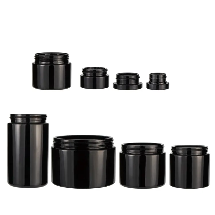 3.5ml 5ml 18ml 60ml 100ml 150ml 200ml 260ml glass container big flat top dark violet glass jars