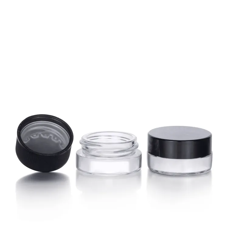 High quality 3ml 5ml 7ml 9ml transparent round child proof safe oil concentrates glass jars with child resistant cap