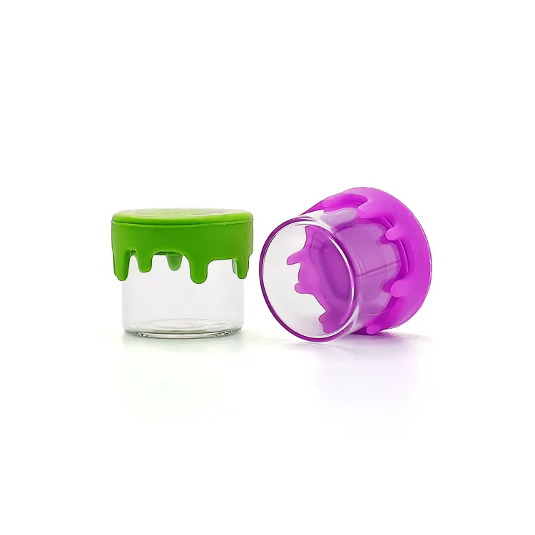 5ml 10ml 50ml mini silicone jar wax glass container concentrate glass jar with silicone lid
