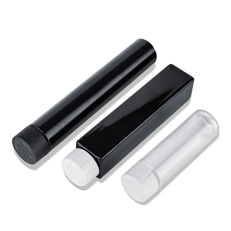 wholesale 115mm 130mm packaging tube custom size Flat bottom square childproof cap PET plastic tube