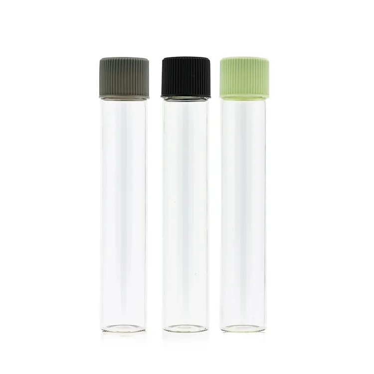 King Size 116mm 120mm 125mm Glass Child Resistant Tube Customized Label Pre Roll Tube Container Packaging
