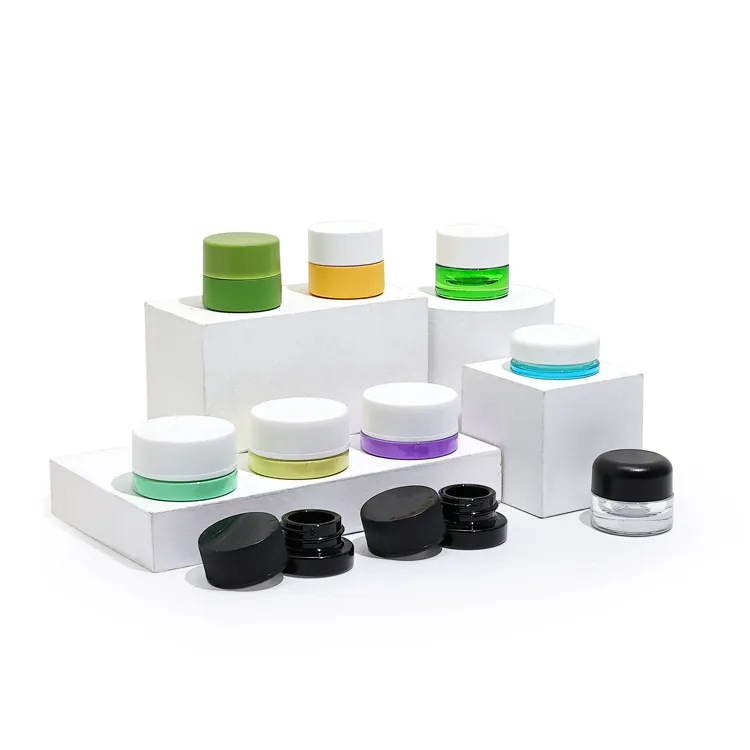 5ml 7ml Small Mini child resistant square triangle jar black jar cosmetic eye cream child proof concentrate container packaging