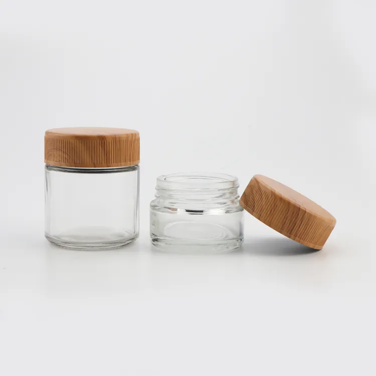 Custom empty candle jar glass with wood lid glass jars packaging child resistant glass jar