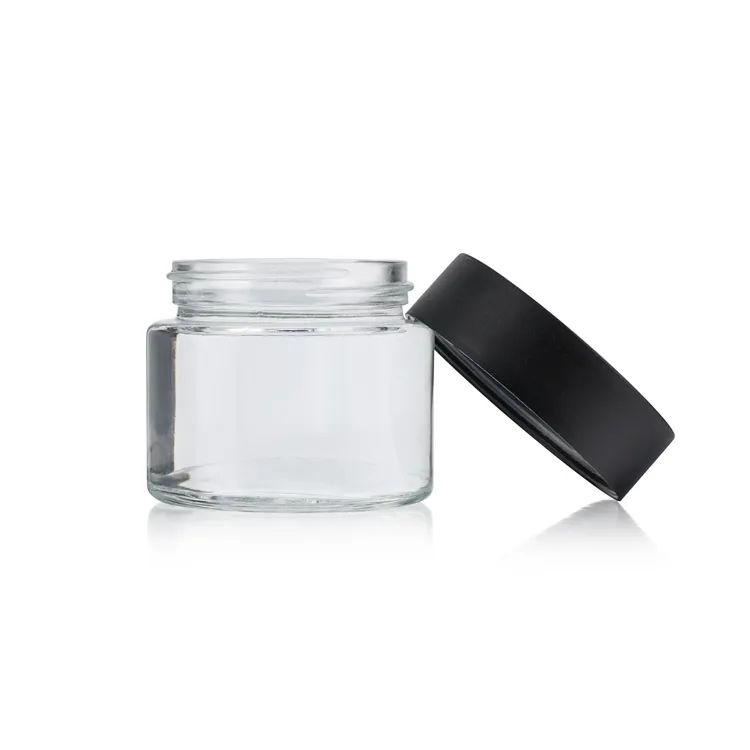 Hot sale clear empty child safe container glass stash jar child proof jars smell proof with lids