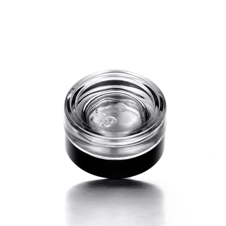 3g 5g 7g empty round mini glass container wax oil child proof concentrate jar with child resistant lid