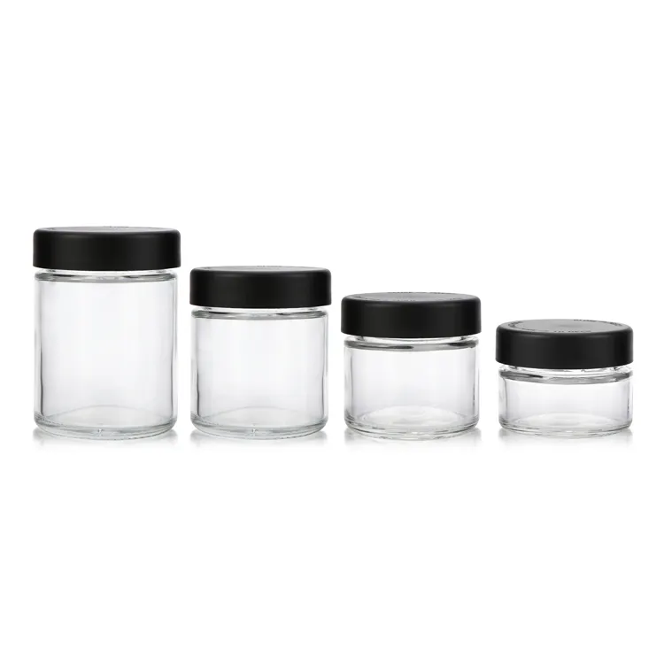Wholesale custom jars 1oz 2oz 3oz 4oz child resistant glass jar child proof cap airtight glass jar
