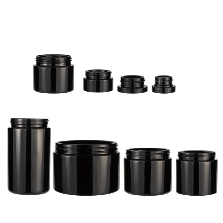 3.5ml 5ml 18ml 60ml 100ml 150ml 200ml 260ml jars glass custom glass packaging smell proof black glass jars