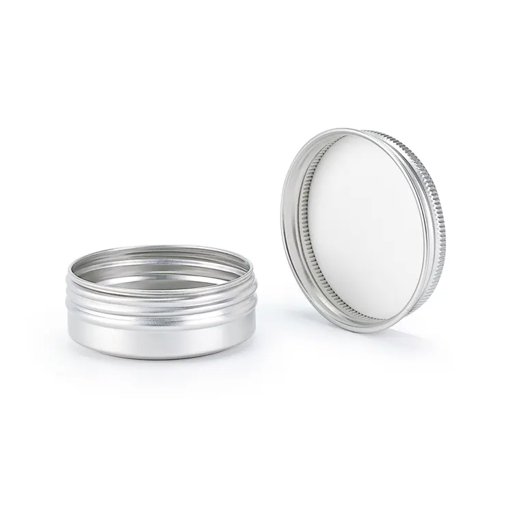 Wholesale cosmetic silver flat aluminum jar hand face cream aluminum tin jars can for food