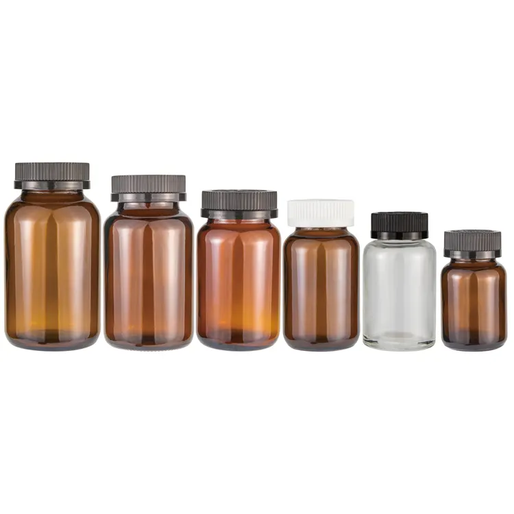 Hot sale child resistant amber glass jar 30g 60g 100g pill jars glass bottle with CRC cap 1 buyer
