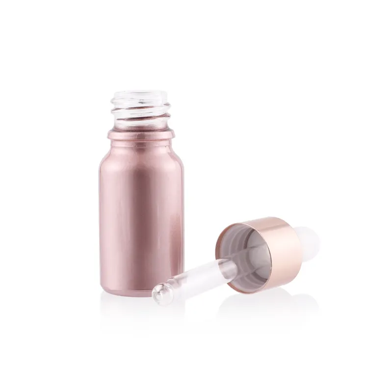 High quality electroplated glass dropper bottle pink coated glass dropper essential oil bottles