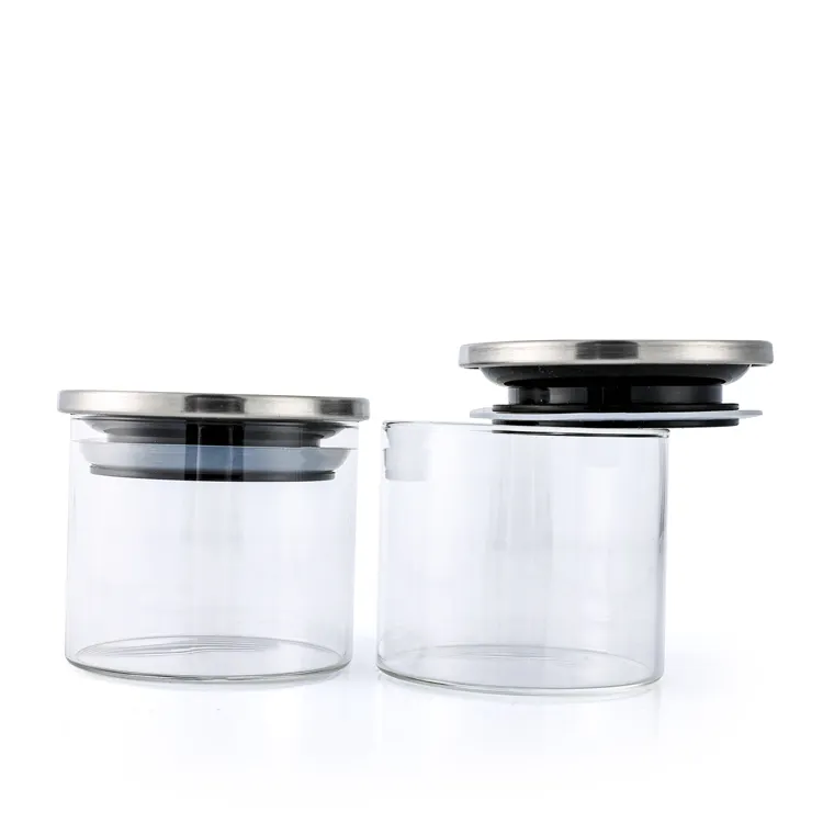 Eco-friendly clear high borosilicate glass bottle food storage container airtight jar for tea