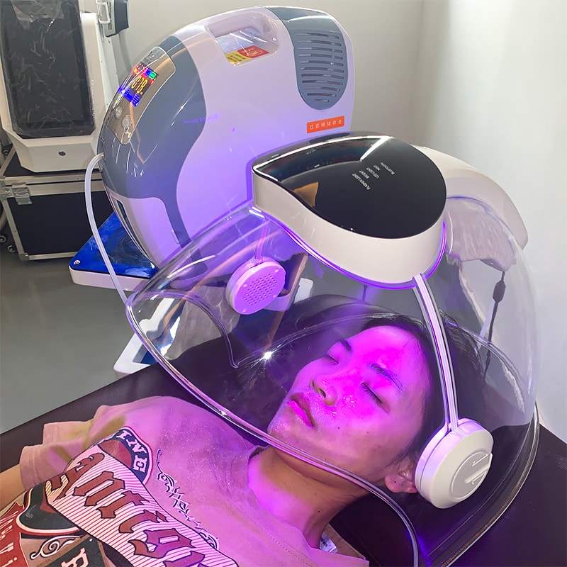 Terapia de oxígeno Equipo facial de oxígeno Máquina facial de domo de oxígeno Máquina facial de cáscara de chorro de oxígeno