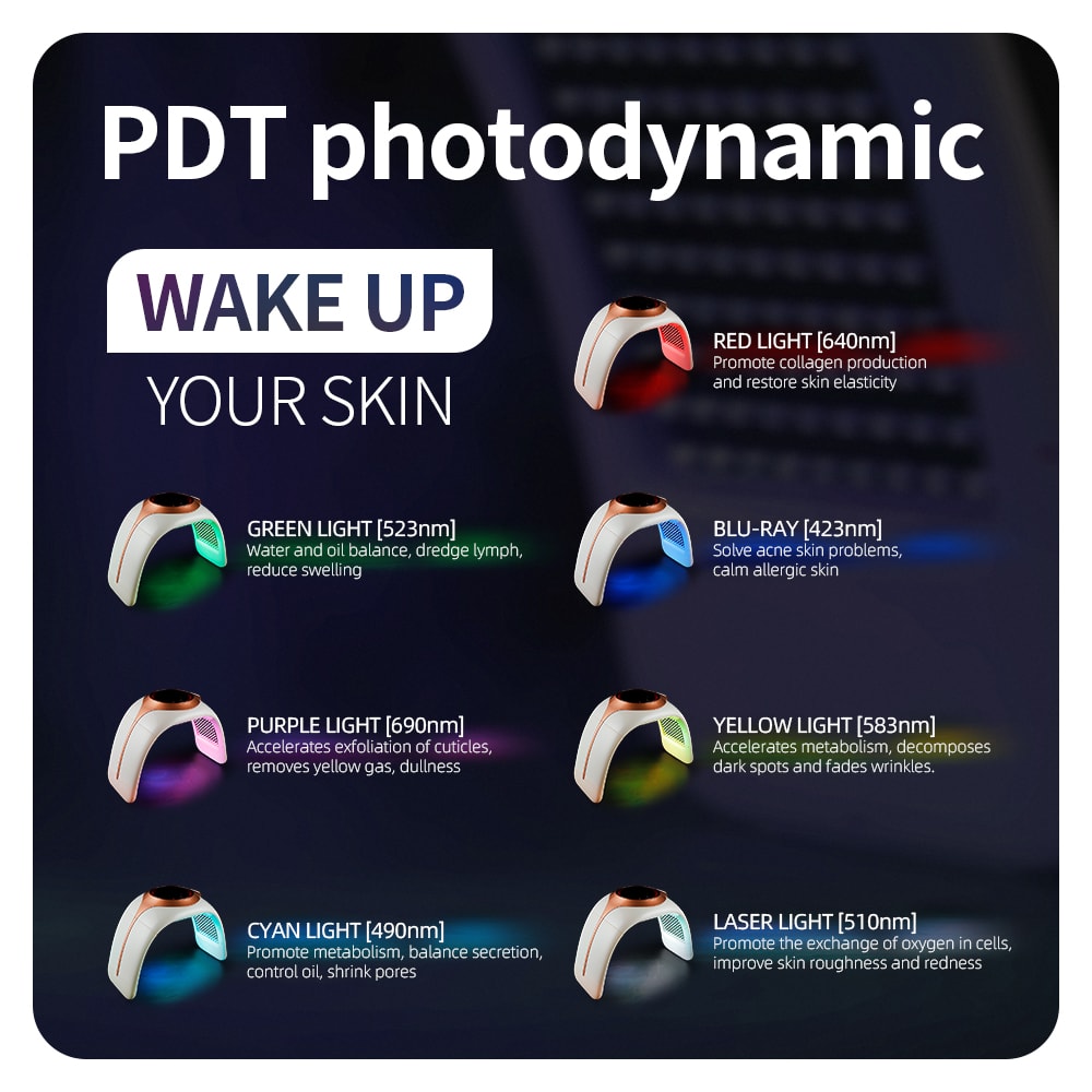 5D Photon Beauty Equipment Multi colori LED Maschera per terapia della luce per il trattamento del viso Cura dei capelli Maschera magica LED PDT LED Light Skin Rejuvenation Facial Machine