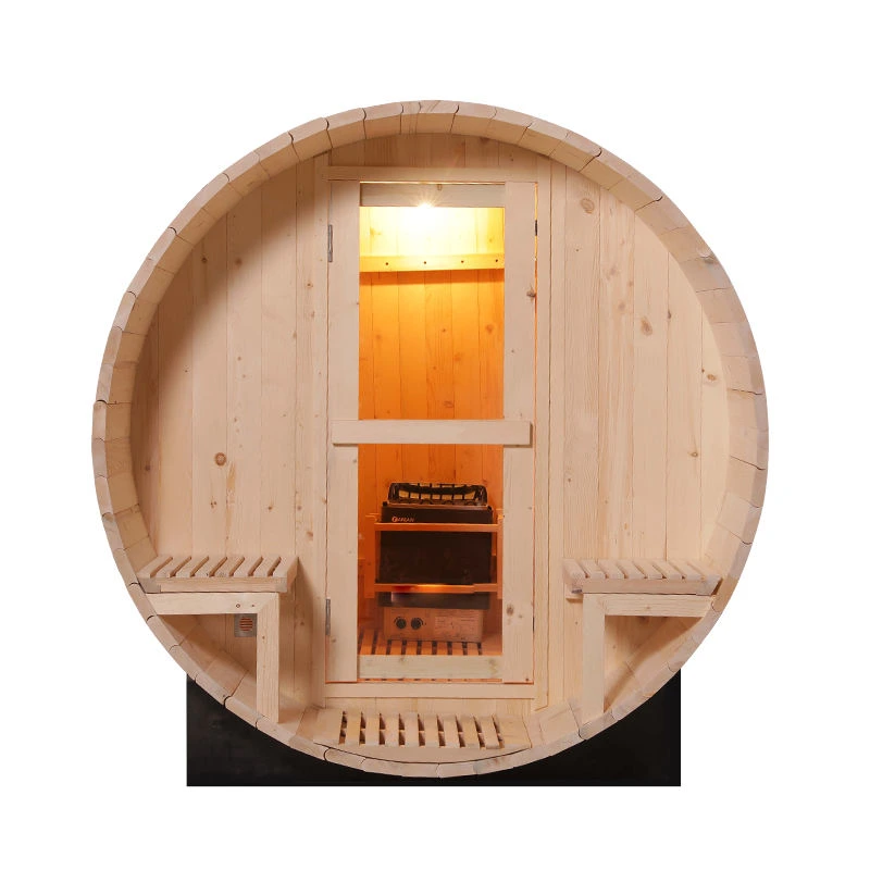 Solid Wood Pine Traditional Steam Barrel Outdoor Sauna