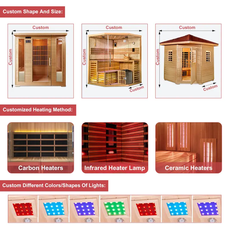 2 Person Indoor Dry Wooden Near and Far Infrared Sauna Room