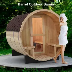 Solid Wood Pine Traditional Steam Barrel Outdoor Sauna