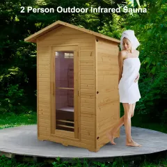 Two Person Outdoor Infrared Sauna Bath Wooden Room