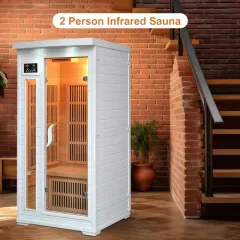 White 1 Person Low EMF Infrared Sauna Wood at Home