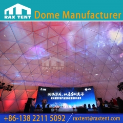 15M geodesic dome tent for event and launch and conference with 1/3 transparent and 2/3 white PVC fabric cover