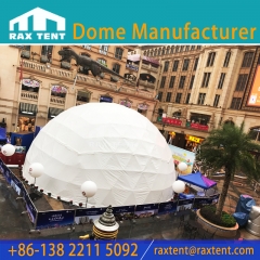 15M geodesic dome tent for event and launch and conference with 1/3 transparent and 2/3 white PVC fabric cover