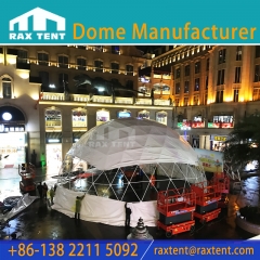 15M geodesic dome tent for event and launch and conference with 1/3 transparent and 2/3 white PVC fabric cover