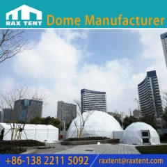 Raxtent 15M Geodesic Dome Tent and Marquee Tent with Tunnel and Flooring System for Event and Office