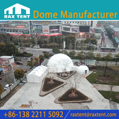 Raxtent 15M Geodesic Dome Tent and Marquee Tent with Tunnel and Flooring System for Event and Office