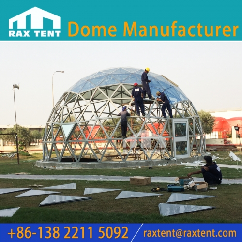 Raxtent Cheap 10M Glass Dome House with Aluminium Alloy Frame for Events Exhibition Greenhouse and Restaurant