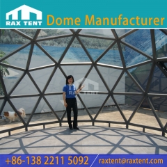 RAX TENT 5M Transparent Glass Dome Tent for Glamping Resort and Restaurant with Black Aluminum Frame and Tempered Glass