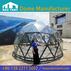 RAX TENT 5M Transparent Glass Dome Tent for Glamping Resort and Restaurant with Black Aluminum Frame and Tempered Glass