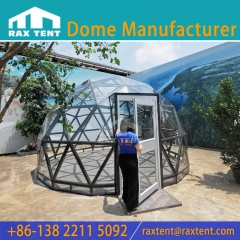 RAX TENT 5M Transparent Glass Dome Tent for Glamping Resort and Restaurant with Black Aluminum Frame and Tempered Glass