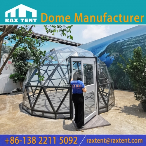 RAX TENT 5M Transparent Glass Dome Tent for Glamping Resort and Restaurant with Black Aluminum Frame and Tempered Glass