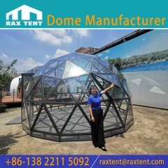 RAX TENT 5M Transparent Glass Dome Tent for Glamping Resort and Restaurant with Black Aluminum Frame and Tempered Glass