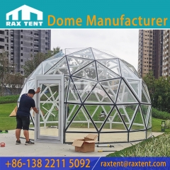 RAXTENT 5M Transparent Outdoor Garden Glass Dome Tent for Glamping with Aluminum Frame and Transparent Tempered Glass