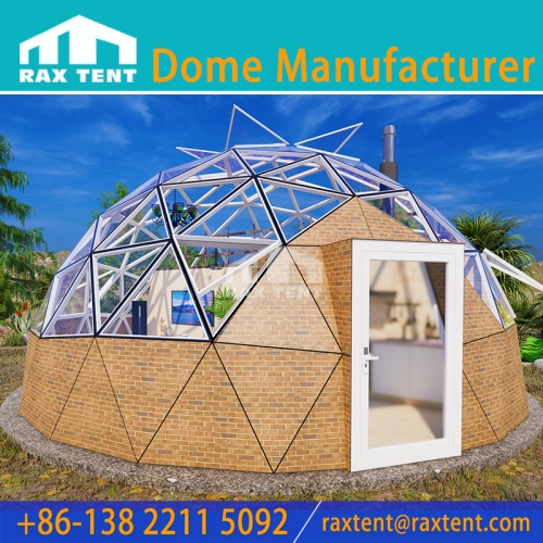 RAXTENT 8M Outdoor Double Layer Glass Dome House for Accommodations