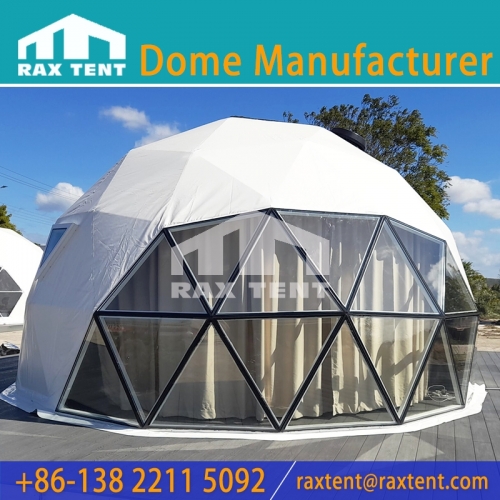 RAXTENT 6M Geodesic Dome tent with High Cost Effective Glass and PVC Mixed dome tent for Glamping Hotel and Luxury Resort
