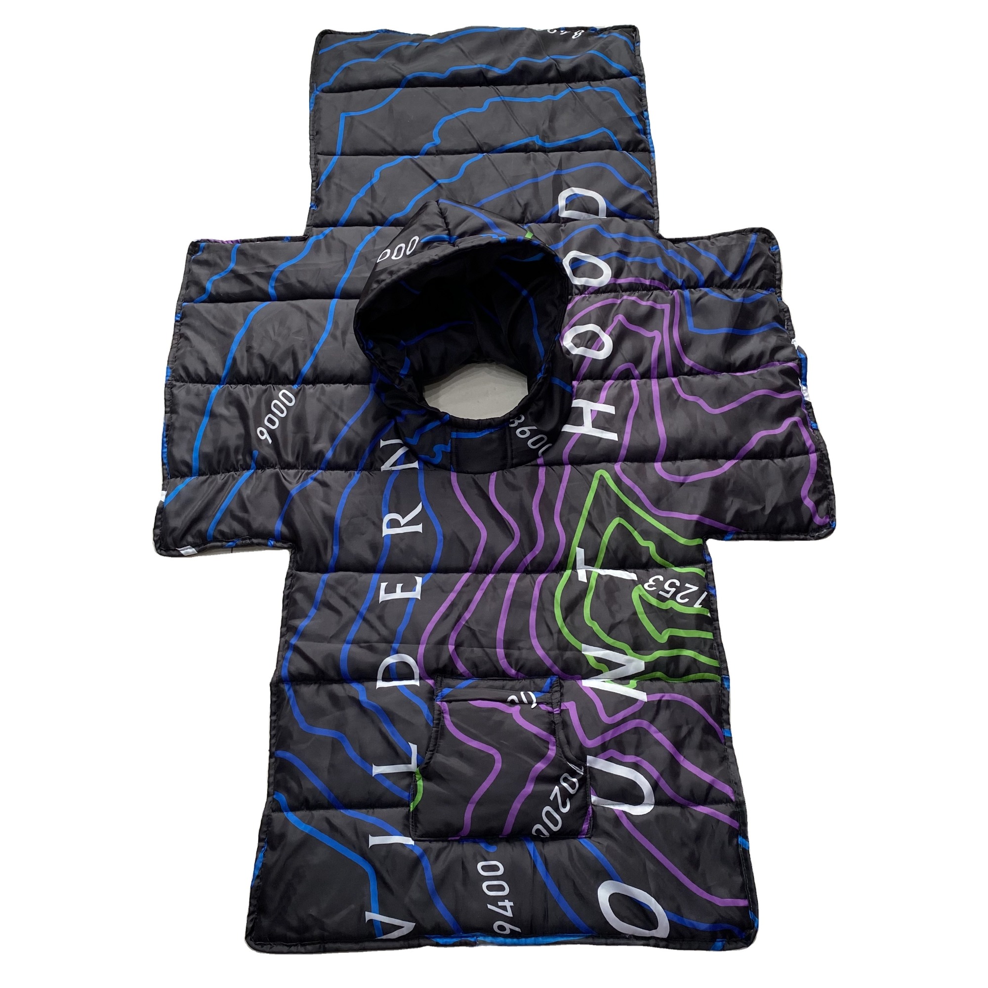 Quilted Wearable Hooded Blanket for Outdoor