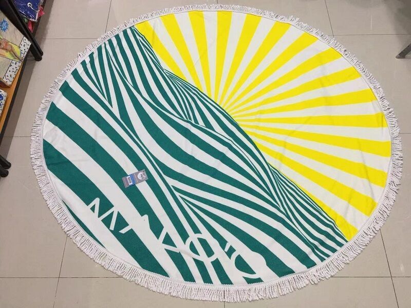 2022 Hot Sale Custom Logo Printed Round Beach Towel With Tassels