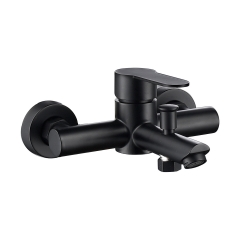Tecmolog Torneira de banheiro de aço inoxidável preto com aerador, jogo de chuveiro de parede e barra deslizante ajustável de alturaSNA516B/SBH156B