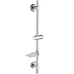 Tecmolog Stainless Steel Chrome Adhesive Sliding bar/Shower Set, With Soap Dish and Adjustable Height holder of Hand Held Shower head BC4044/BB4044