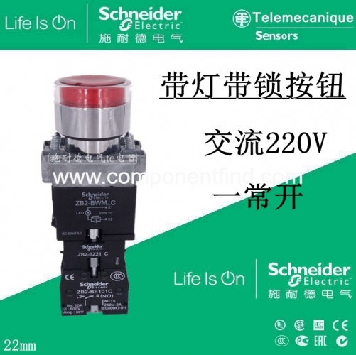 Schneider illuminated button switch self-locking 220V 1 often open 22mm XB2BW34M1C+ZB2-BZ21C