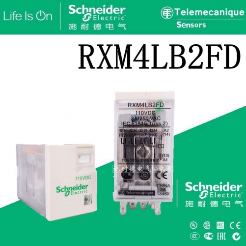 Authentic Schneider Small Relay RXM4LB2FD DC110V 4CO