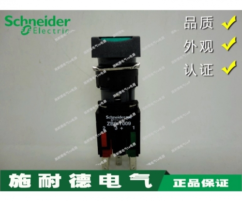 Original authentic Schneider square green button with light ZB6-E1B ZB6-Y009 ZB6-E2B