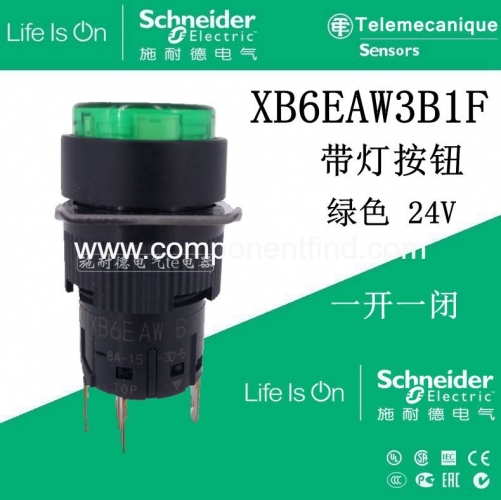 Authentic Schneider green M16 illuminated button XB6EAW3B1F