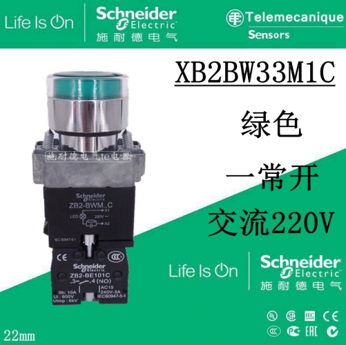 Schneider green 220V reset button with light XB2BW33M1C (ZB2BWM31C+ZB2BW33C)