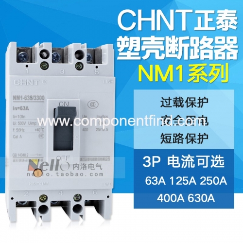 Zhengtai Plastic Case Circuit Breaker NM1 3P Air Switch 63A 125A 160A 250A 400A 630A