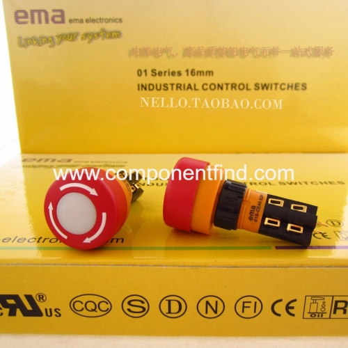 EMA emergency stop switch 16mm 01S-CE40.Q1P S1P emergency stop button 1 open 1 closed 6 feet 5A