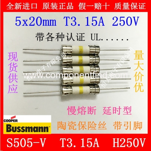 5x20MM 3.15A 250V ceramic with wire with pin slow break delay imported fuse fuse