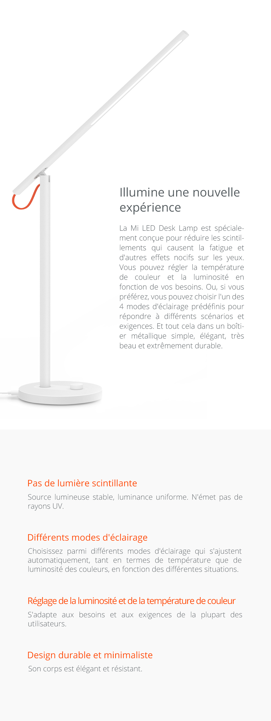 Lampe de bureau connectée Xiaomi Led Desk Lamp Wi-Fi - 6W 6500K à prix bas
